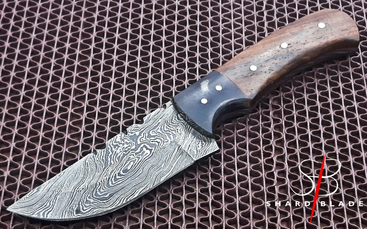 Beautiful Handmade Damascus Steel Hunting Skinner Knife "Rose Wood Handle"