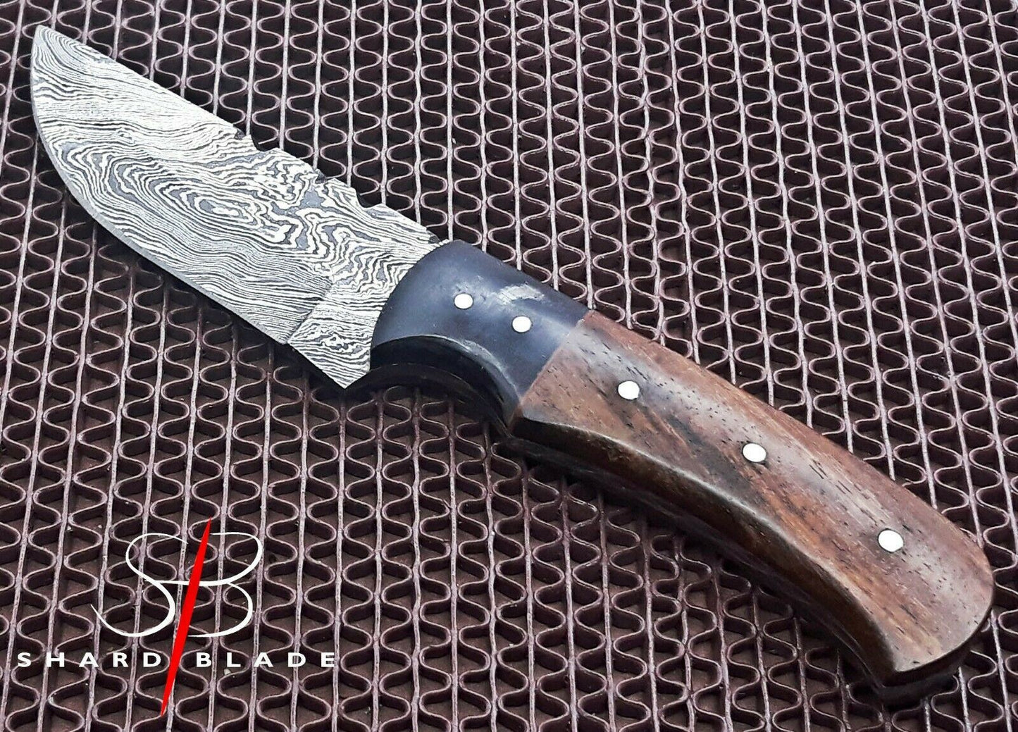 Beautiful Handmade Damascus Steel Hunting Skinner Knife "Rose Wood Handle"