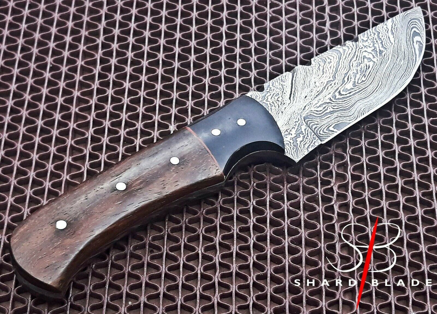 Beautiful Handmade Damascus Steel Hunting Skinner Knife "Rose Wood Handle"