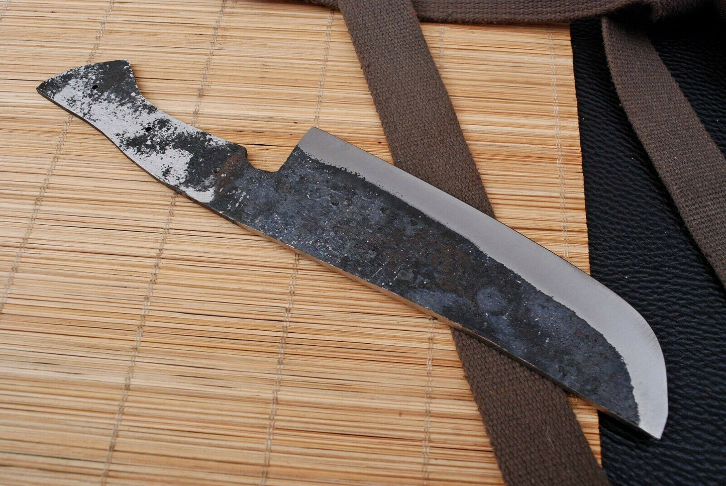 HAND FORGED Railroad Spike Carbon Steel Chef Knife Blank Blade Meat Chopper