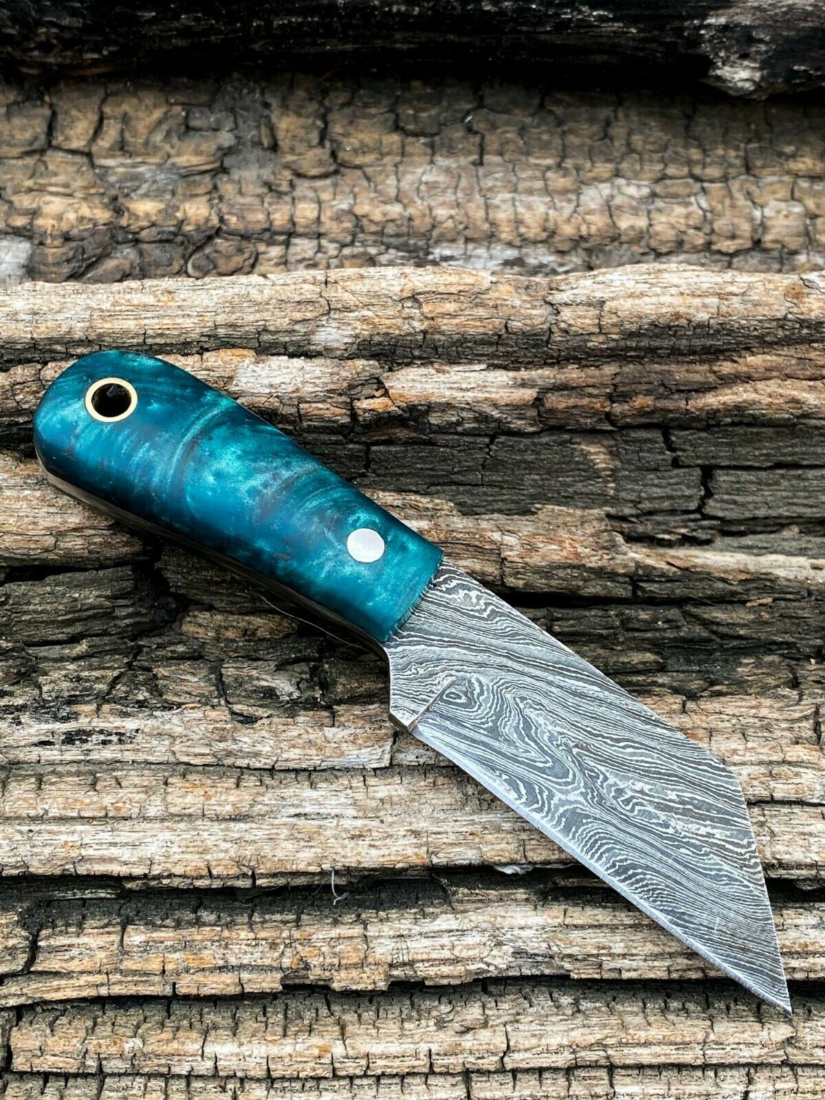 4.5" HAND FORGED DAMASCUS Steel Mini Neck Cleaver Knife with Sheath