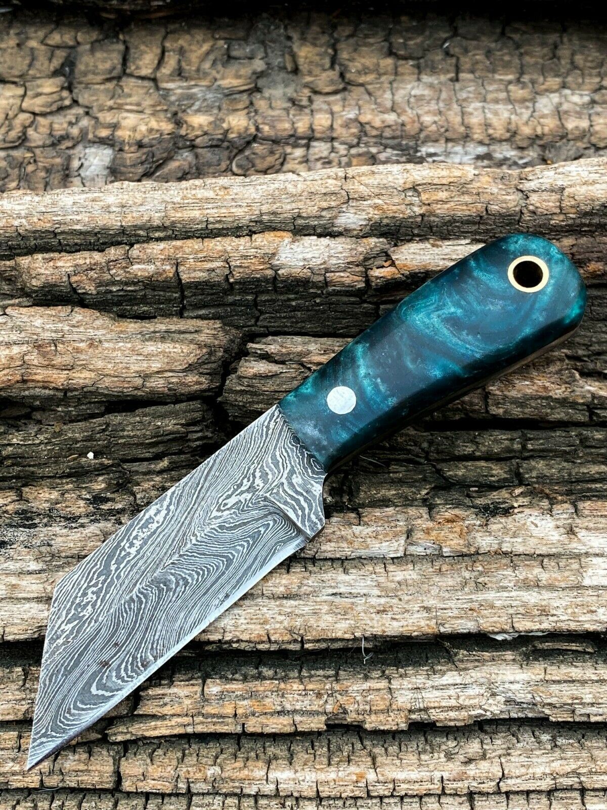 4.5" HAND FORGED DAMASCUS Steel Mini Neck Cleaver Knife with Sheath