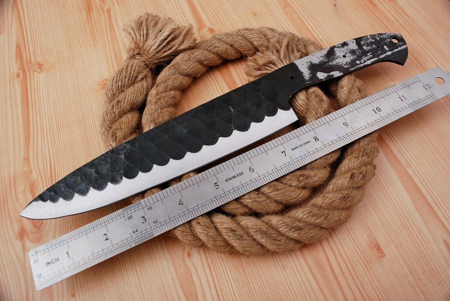 CUSTOM HANDMADE HAND FORGED Railroad Spike Carbon Steel Chef Knife Blank Blade