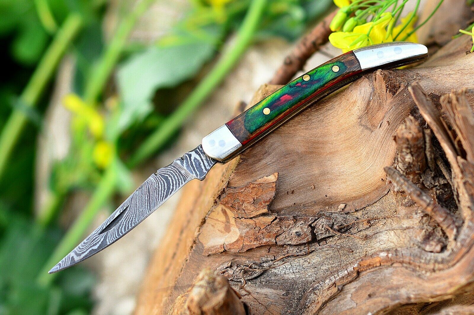 Custom shops Made Damascus Steel Folding Pocket Knife