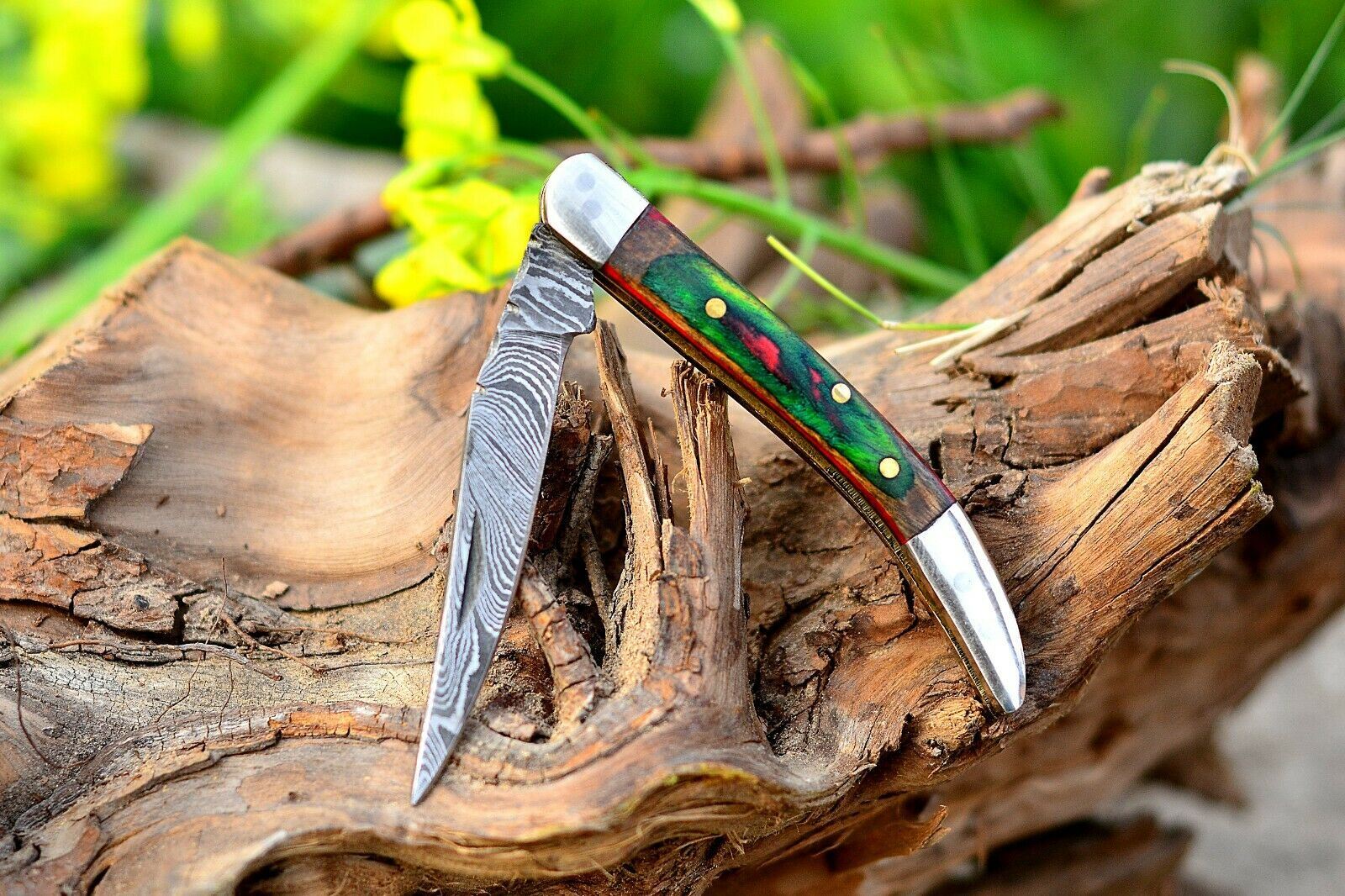 Texas Toothpick Handmade Damascus Steel Folding Pocket Knife