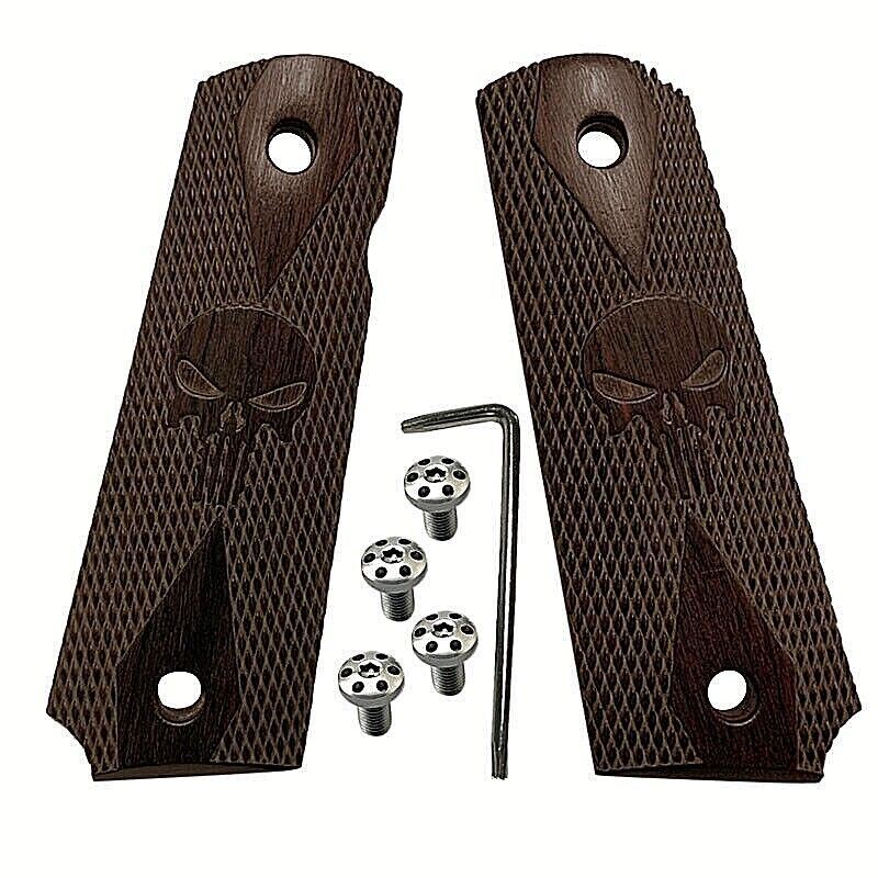 1911 GRIPS FULL SIZE ROSEWOOD W/SCREW PUNISHER FITS SPRINGFIELD COLT ROCK ISLAND