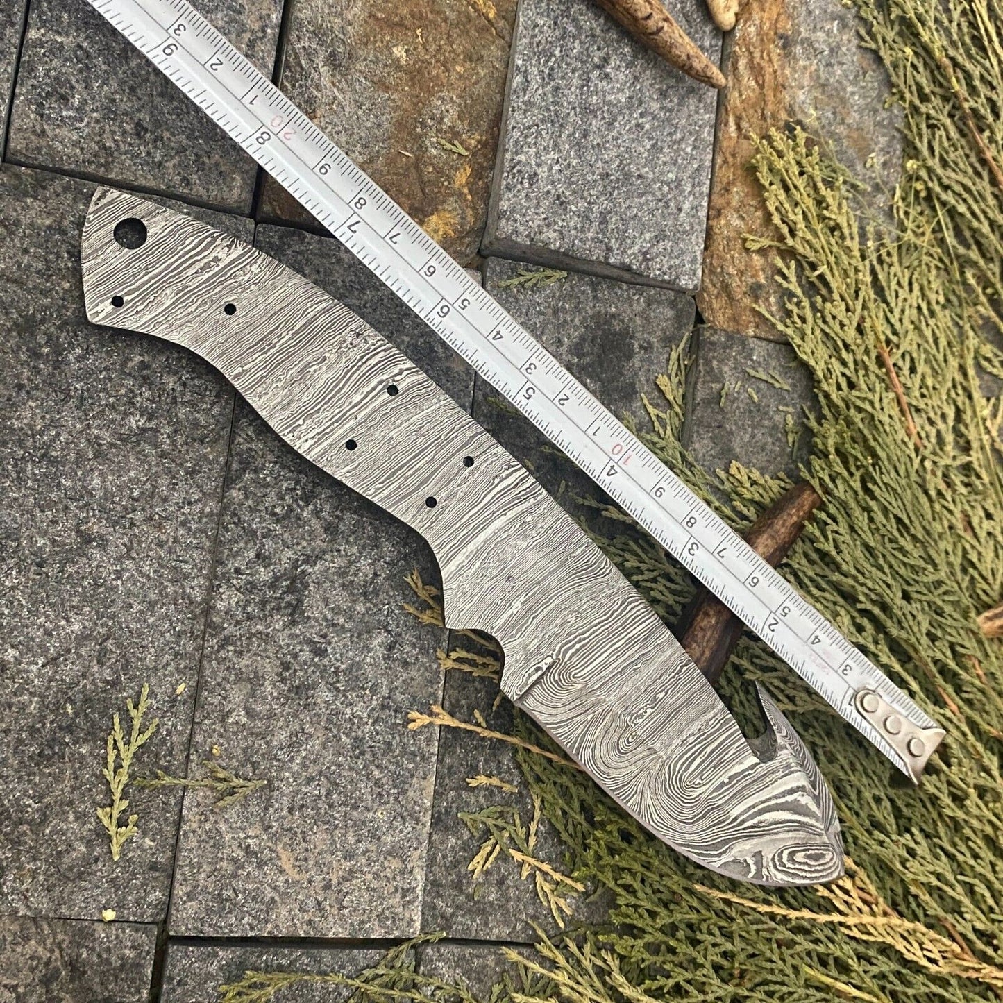 SHARDBLADE HAND FORGED DAMASCUS Steel GUT HOOK Blank Blade Full Tang BLADE Knife