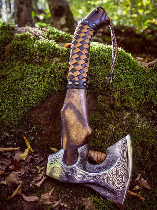 CUSTOM HAND FORGED Carbon Steel Viking Axe VALHALLA Axe Throwing Norse W/Sheath