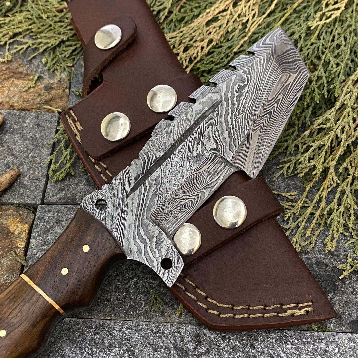 SHARDBLADE HAND FORGED DAMASCUS STEEL CAMPING TRACKER HUNTING KNIFE WITH SHEATH
