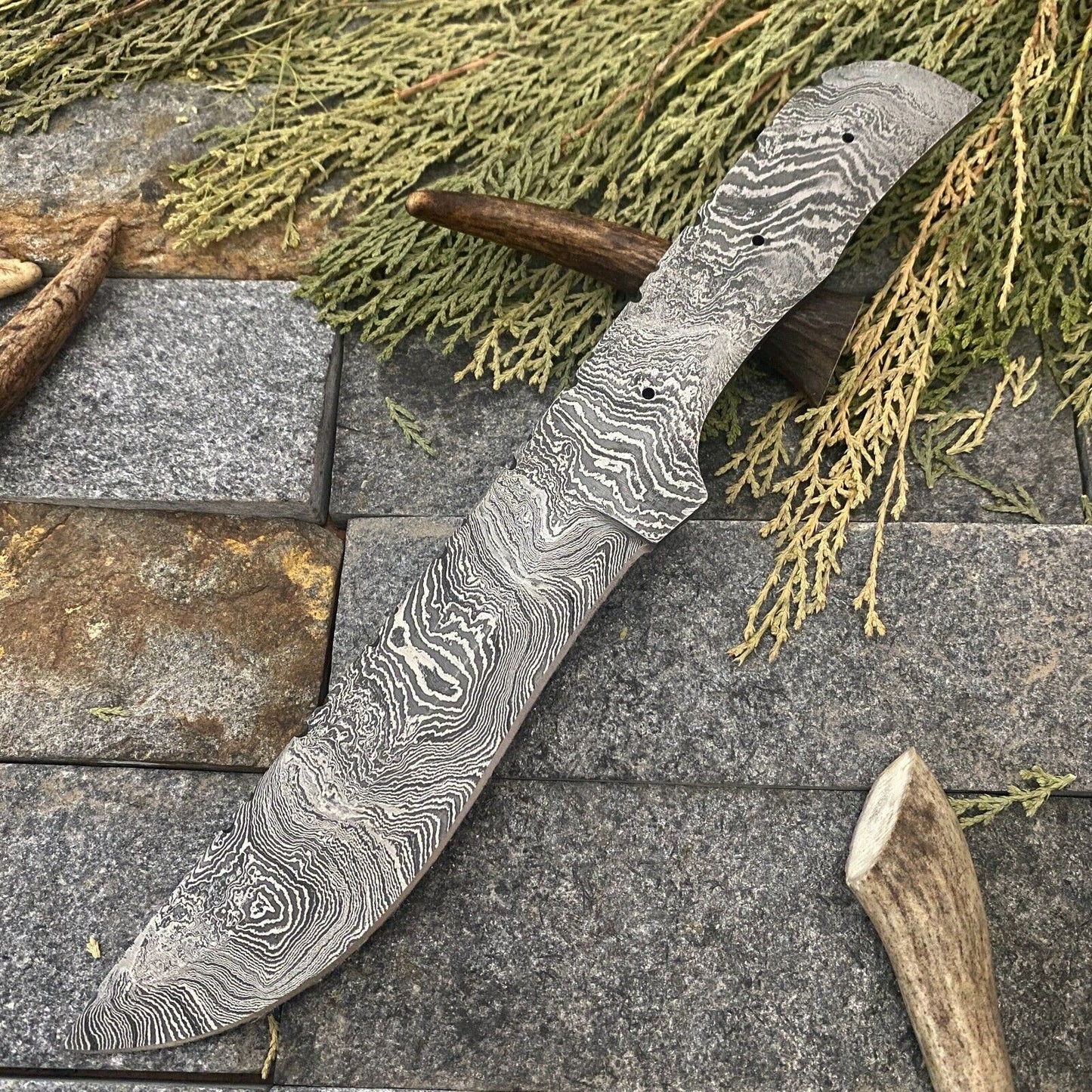 SHARDBLADE Custom HAND FORGED Damascus Steel Hunting Blank Blade Full Tang Knife