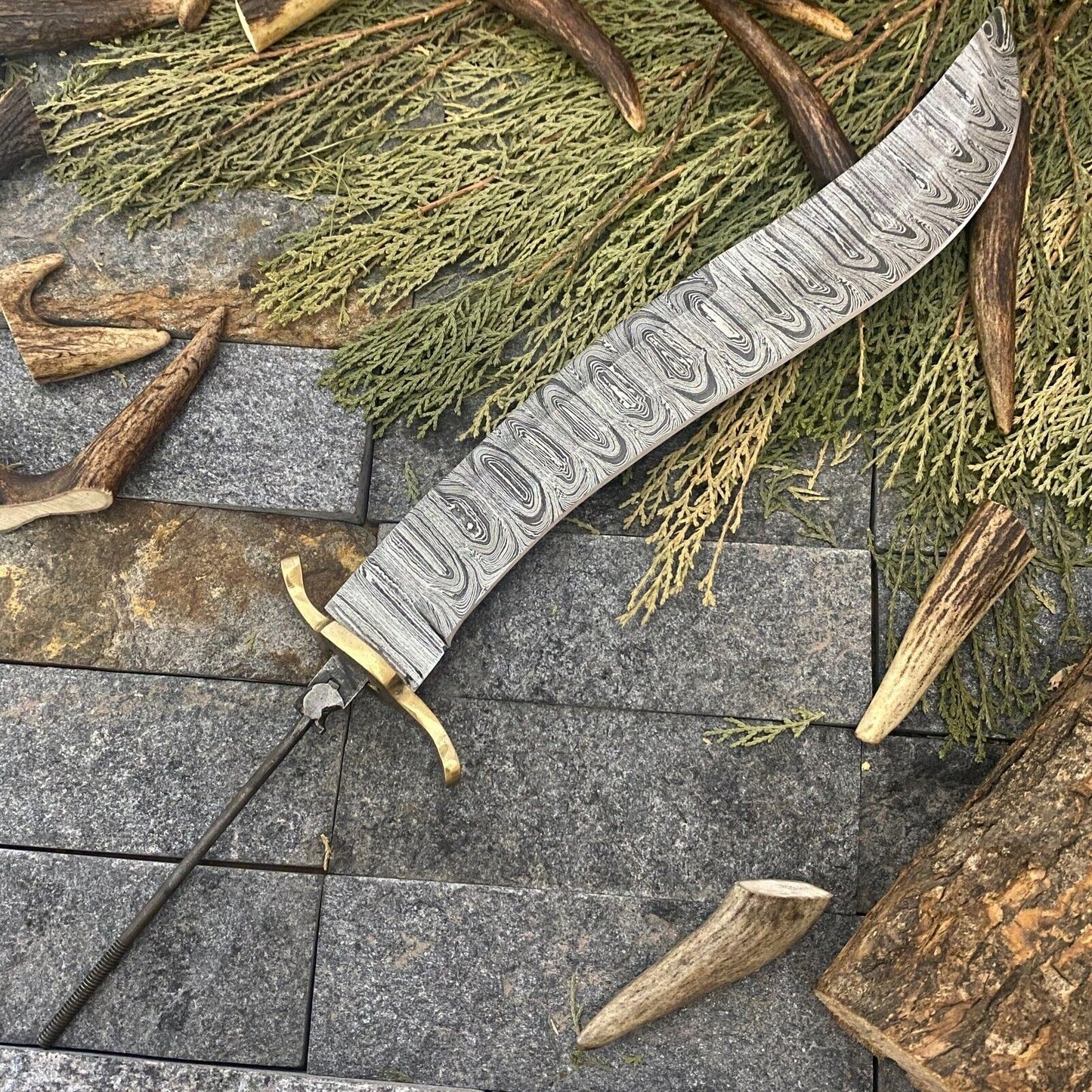 SHARDBLADE CUSTOM HAND FORGED DAMASCUS STEEL KUKRI Blank Blade Hunting Knife