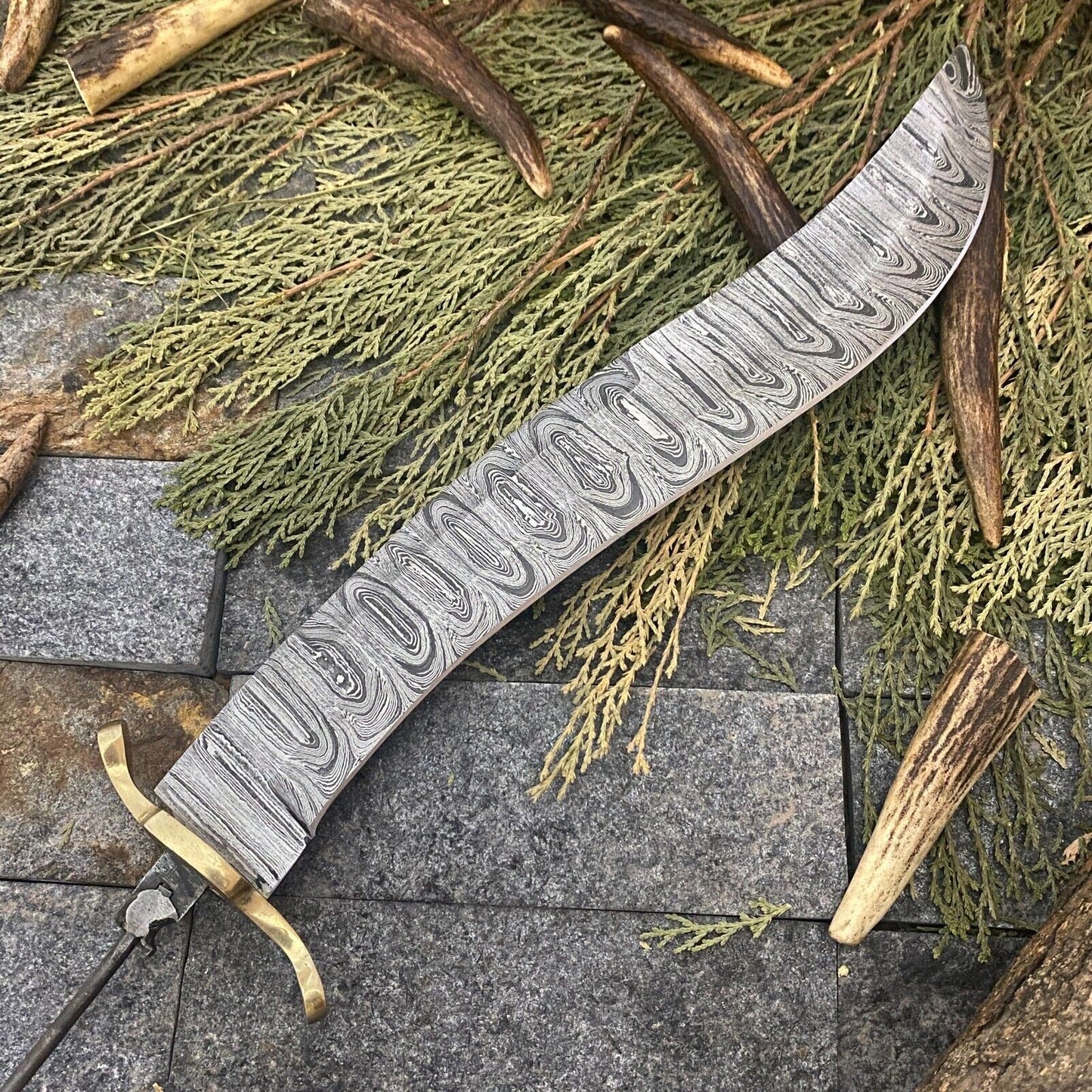 SHARDBLADE CUSTOM HAND FORGED DAMASCUS STEEL KUKRI Blank Blade Hunting Knife