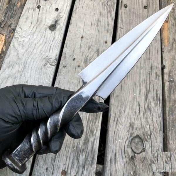 SHARD CUSTOM HAND FORGED Carbon Steel Spear Point Dagger Hunting Knife W/Sheath