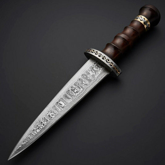 SHARDBLADE CUSTOM HAND FORGE Damascus Steel Dagger Bowie Hunting Knife W/Sheath