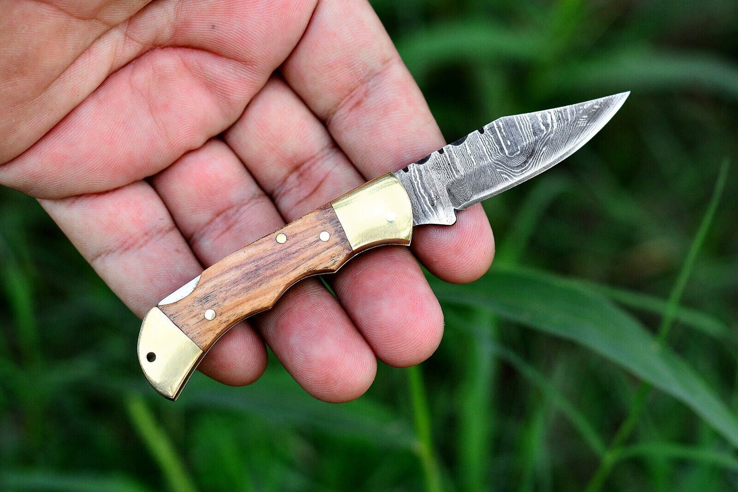SHARDBLADE HAND FORGED DAMASCUS STEEL Lock Back Folding Pocket Knife W/Sheath
