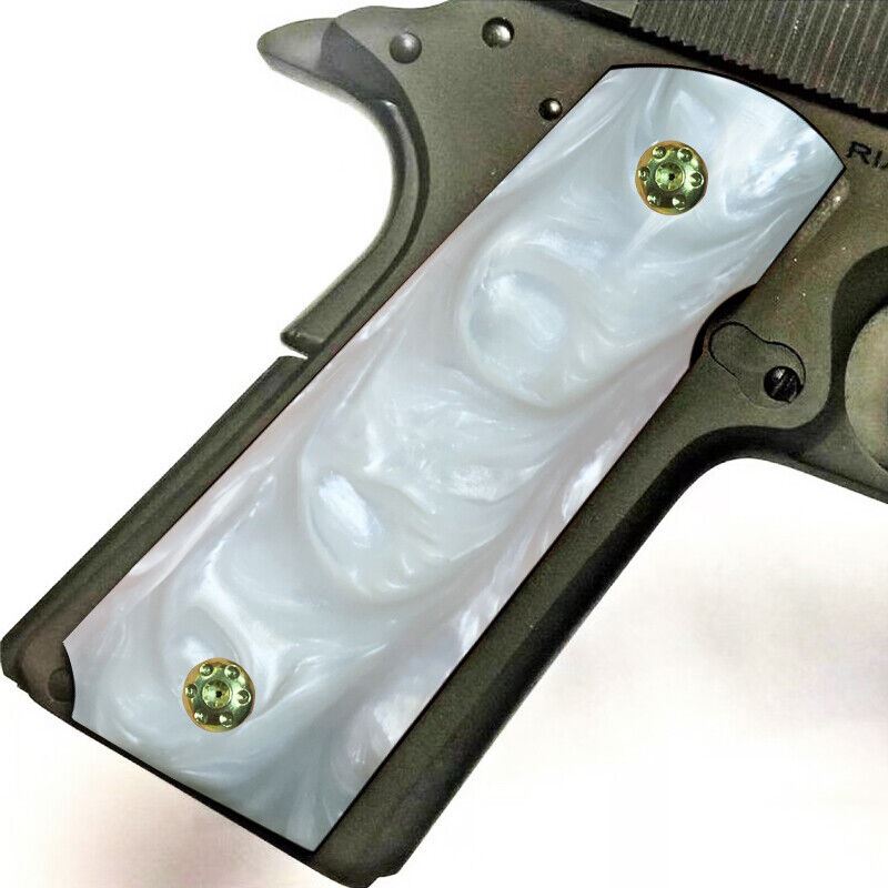 1911 GUN GRIPS FULL SIZE COLT & CLONES Mother of Pearl W/ Gold Screws + Wrench