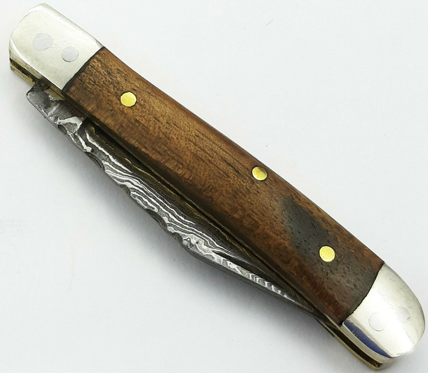 Handmade Damascus Steel Folding Mini Trapper Pocket Knife "Rose Wood Handle"