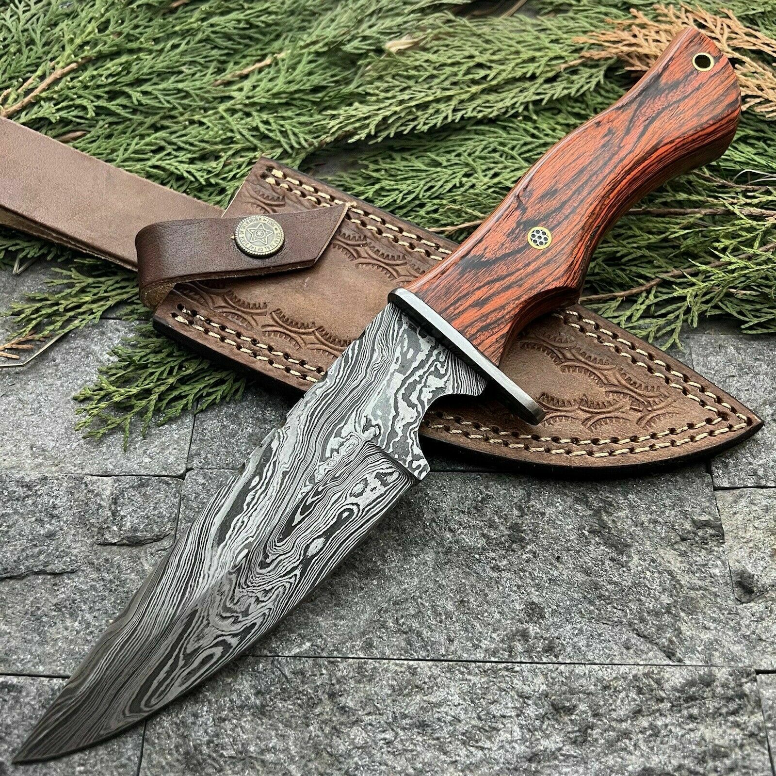 IRONCRAFTY Custom Hand Forge Damascus buy Steel Dagger Bowie Hunting Knife W/Sheath