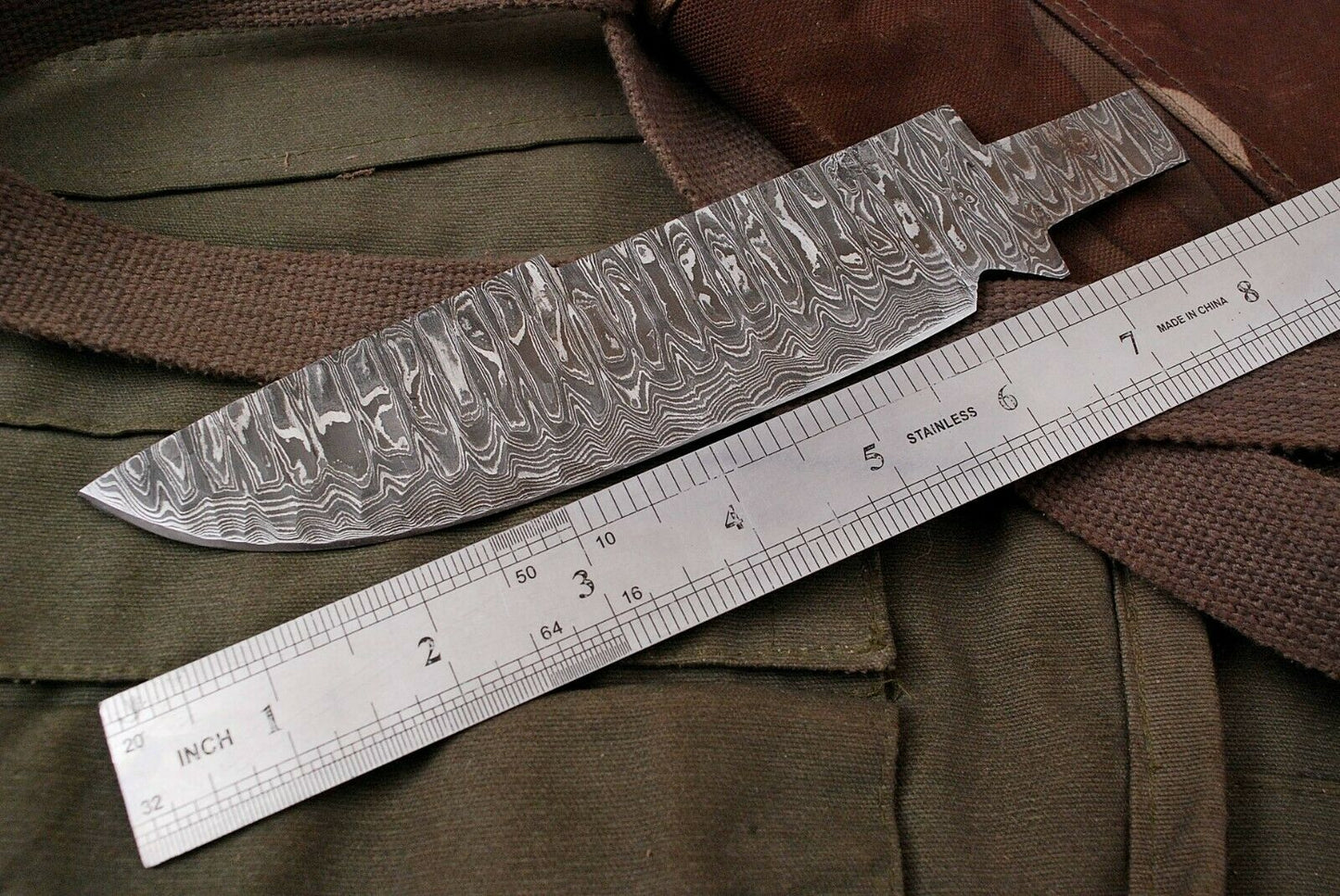 HAND FORGED DAMASCUS STEEL Blank Blade Hunting Knife Hammered Blade Knife Making