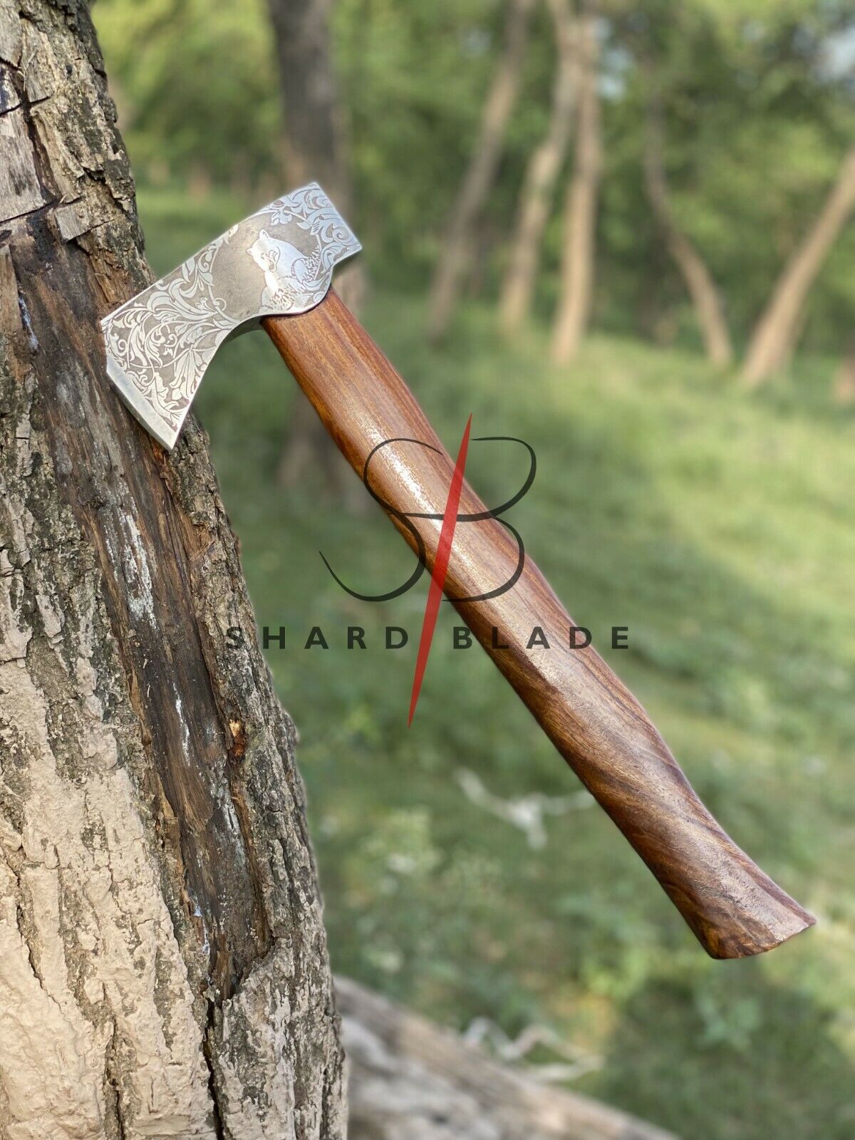 CUSTOM HAND FORGED Carbon Steel Throwing Axe/Hatchet Rose Wood Handle Viking Axe