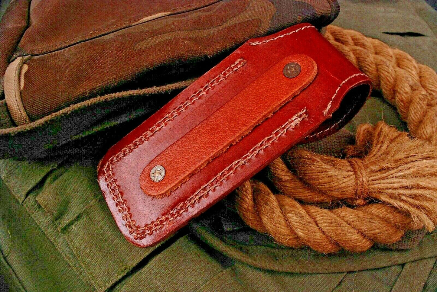 FOLDING POCKET KNIFE MAKING SHEATH | 5.5" HANDMADE Leather Case