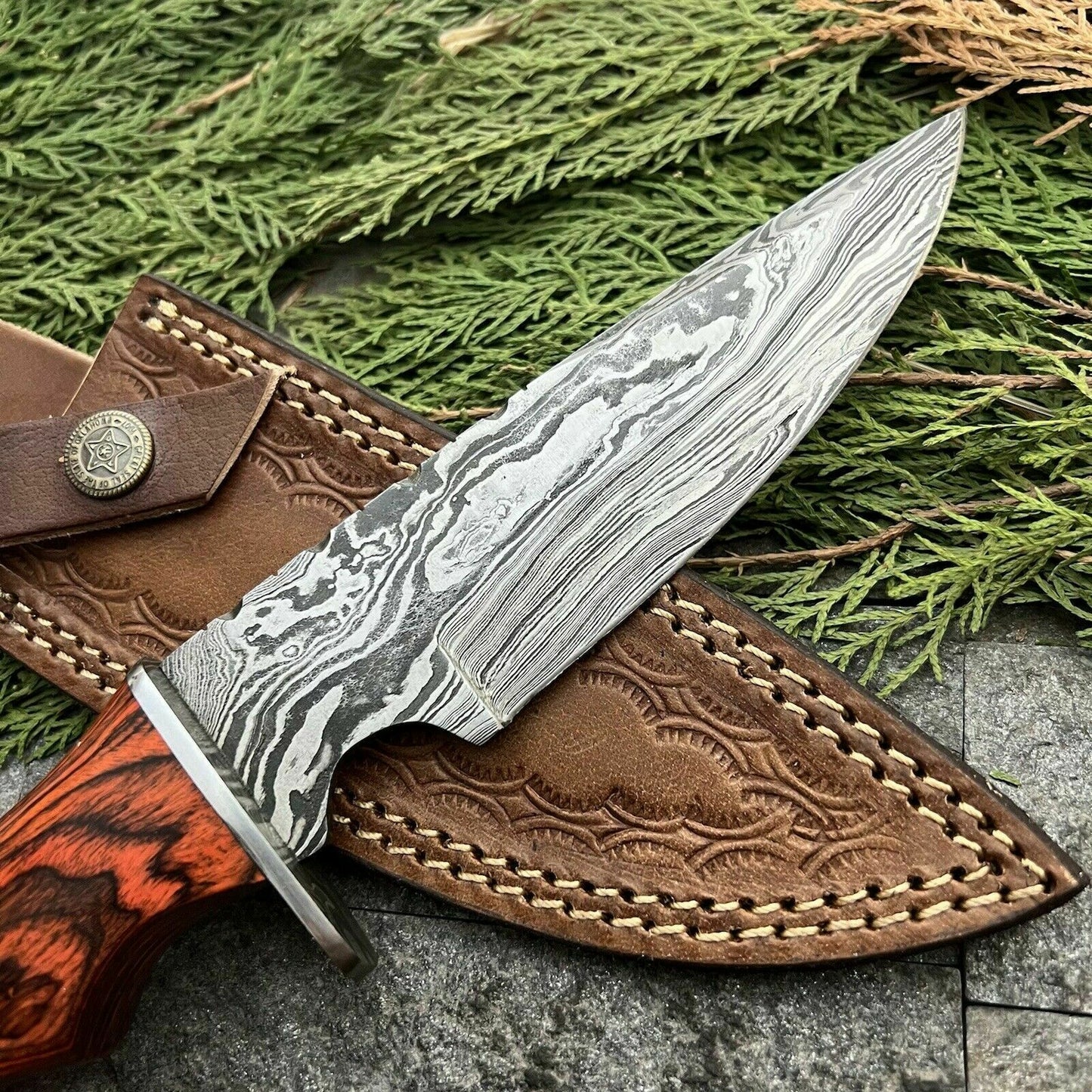 SHARD BLADE Custom Hand Forged Damascus Steel Hunting Bowie Knife W/Sheath