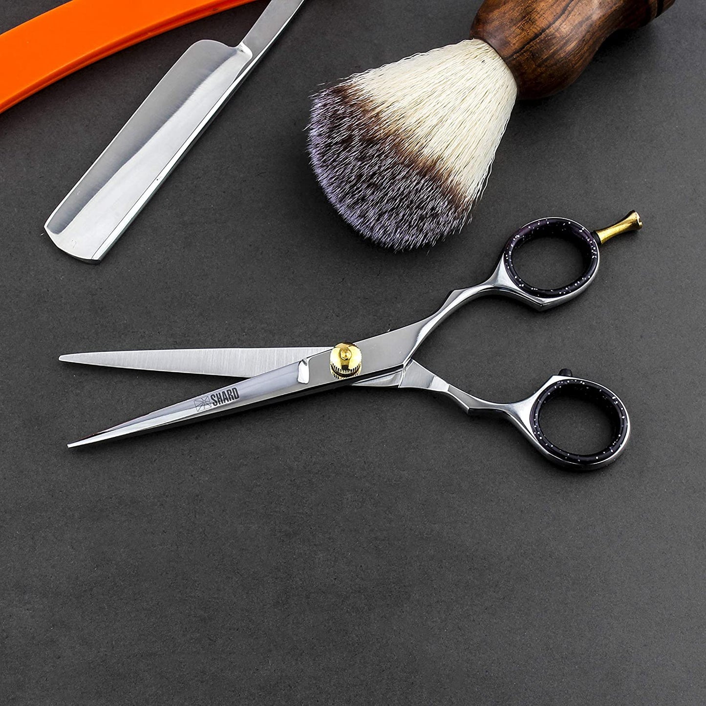 SHARD Hair Scissors- Professional Barber Hair Cutting Hairdressing Scissors| Shears for Mustache Beard Grooming Trimming