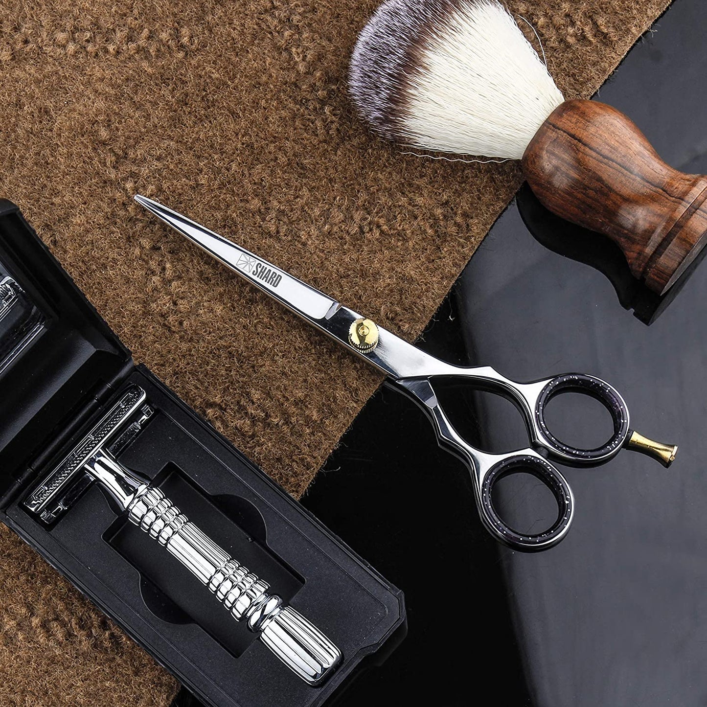 SHARD Hair Scissors- Professional Barber Hair Cutting Hairdressing Scissors| Shears for Mustache Beard Grooming Trimming
