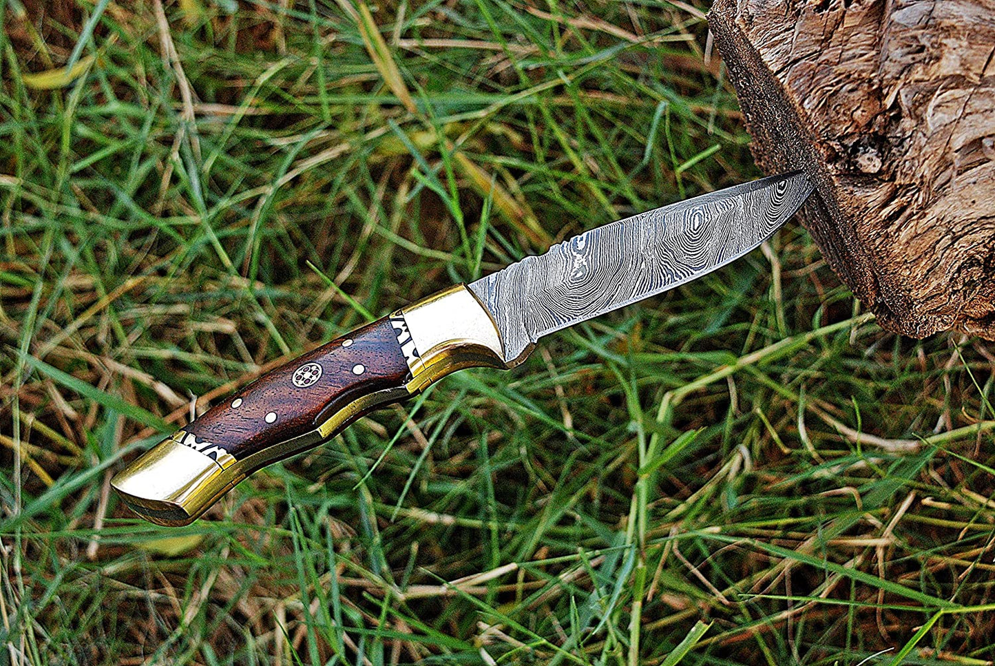 Shard Damascus Steel Knife Handmade Hunting Knife Skinner Knife Rose Wood Handle