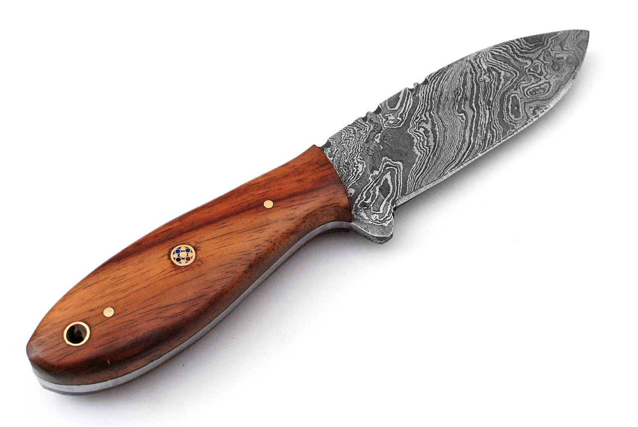 Custom Handmade Forged Damascus Steel Hunting knife Rose Wood Handle Come With Genuine Leather Sheath FS118