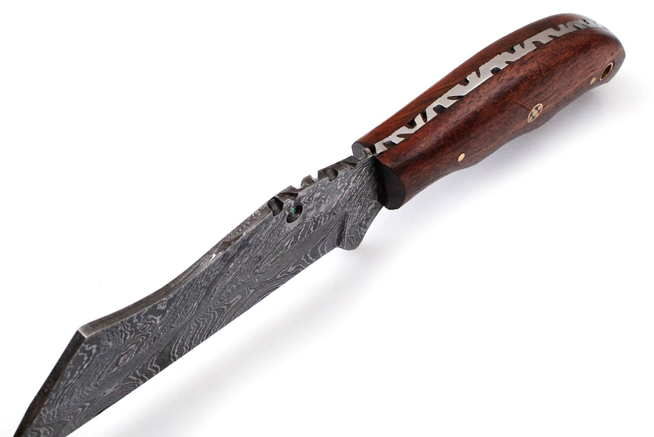 Custom Handmade Forged Damascus Steel Hunting knife Rose Wood Handle Come With Genuine Leather Sheath FS117
