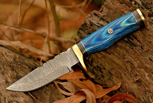 Custom Hand Forged Damascus Steel Hunting  Skinner Knife With Wood & Brass Guard Handle 24
